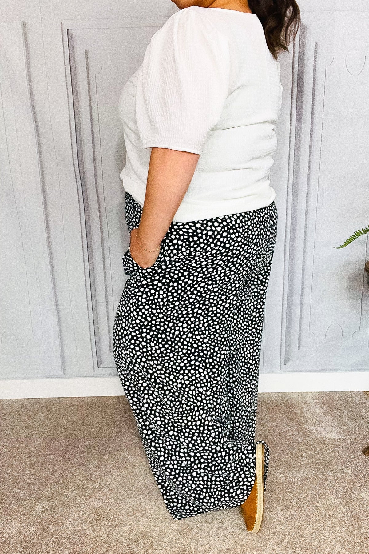 Let's Meet Up Black Animal Print Smocked Waist Palazzo Pants